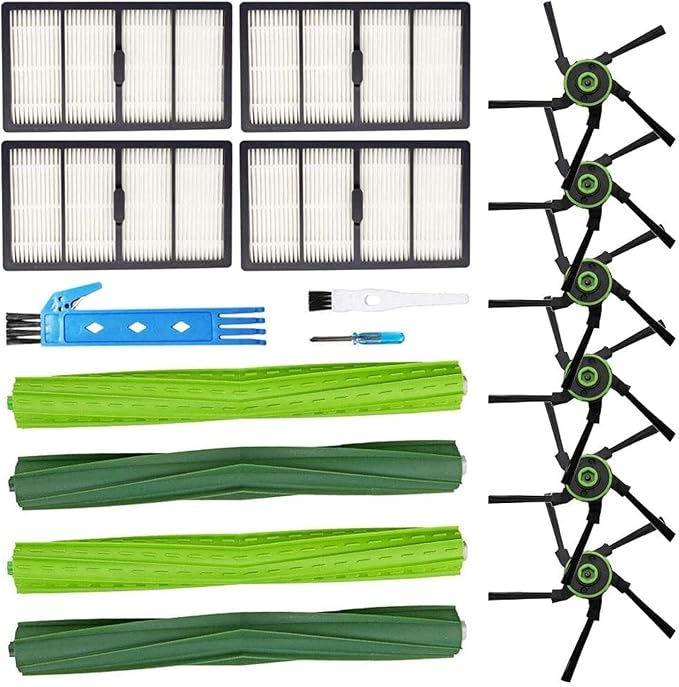 Replacement Parts Fit for iRobot Roomba s9 (9150) s9+ (9550) s Series Wi-Fi Connected Robot Vacuum Kits (2 Rubber Brushes, 4 Filters, 6 Side Brushes)
