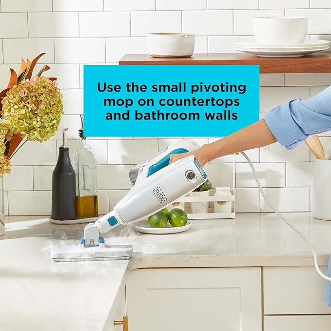 BLACK+DECKER Steam Mop, Floor and Handheld Steamer, Multi-Purpose Steam Cleaner with 6 Attachments, Corded (BHSM15FX08)