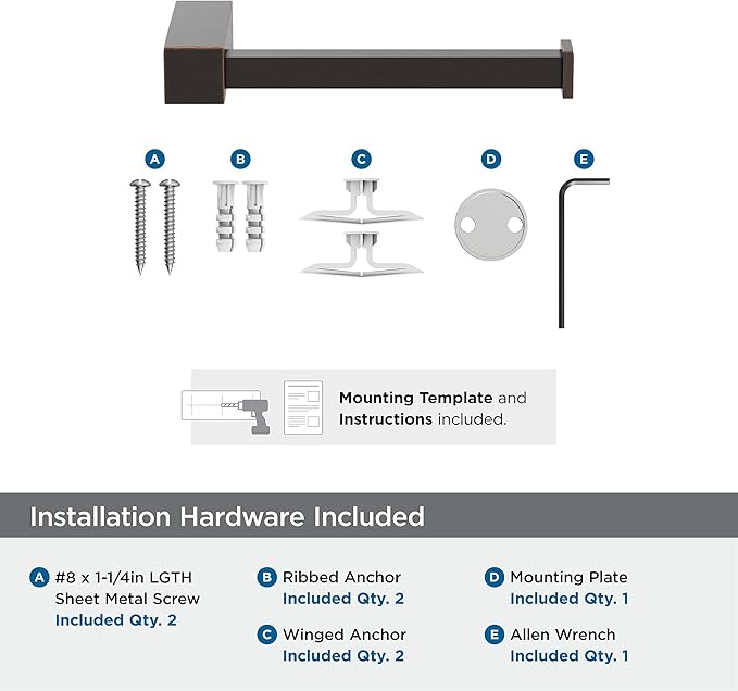 Amerock BH36081ORB | Oil Rubbed Bronze Single Post Toilet Paper Holder | 5-7/8 in. (149 mm) Length Toilet Tissue Holder | Monument | Bath Tissue Holder | Bathroom Hardware | Bath Accessories