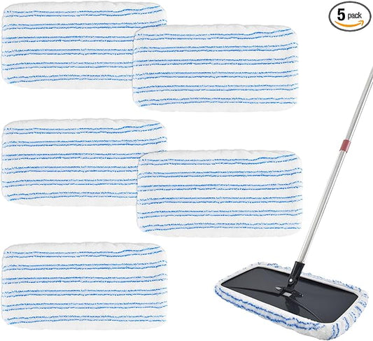 5 Pack Mop Heads Replacements for Ocedar Hardwood Floor 'N More Microfiber Mops,Terry Cloth Mops Refills 15 x 8 Flat Dust Mop Pads for O Cedar mop, Washable & Reusable Mopping Pads