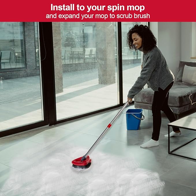 Spin Mop Scrub Brush Head Compatible for O Cedar EasyWring 1-Tank System, Floor Scrubber Mops Head Replacement Cleaning Brush for Bathroom, Kitchen, Tub and Tile, Spin Mop Attachments