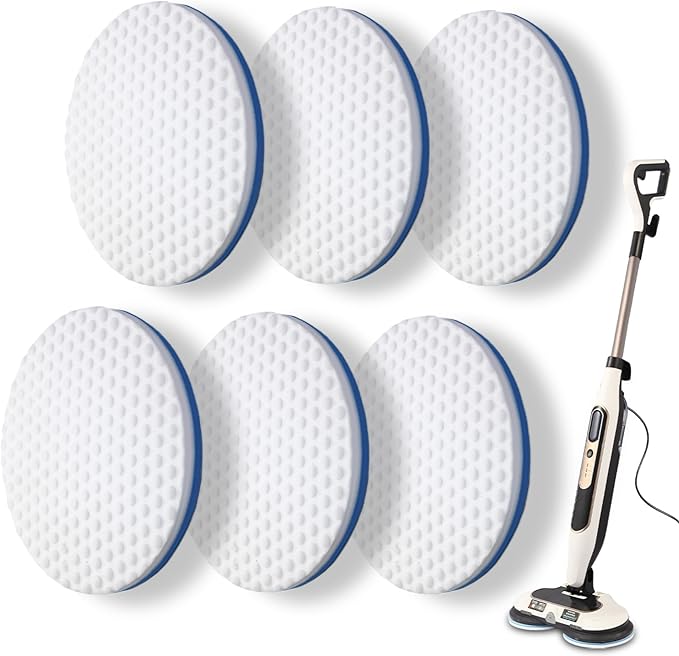 S7000 Magic Sponge Eraser Steam&Scrub Mop Pads Kit for Shrak,S8201 S8001 S7001 S7201 S7000AMZ S7005 S7020 S7001C All-in-One Hard Floor Steam Mop (6White)