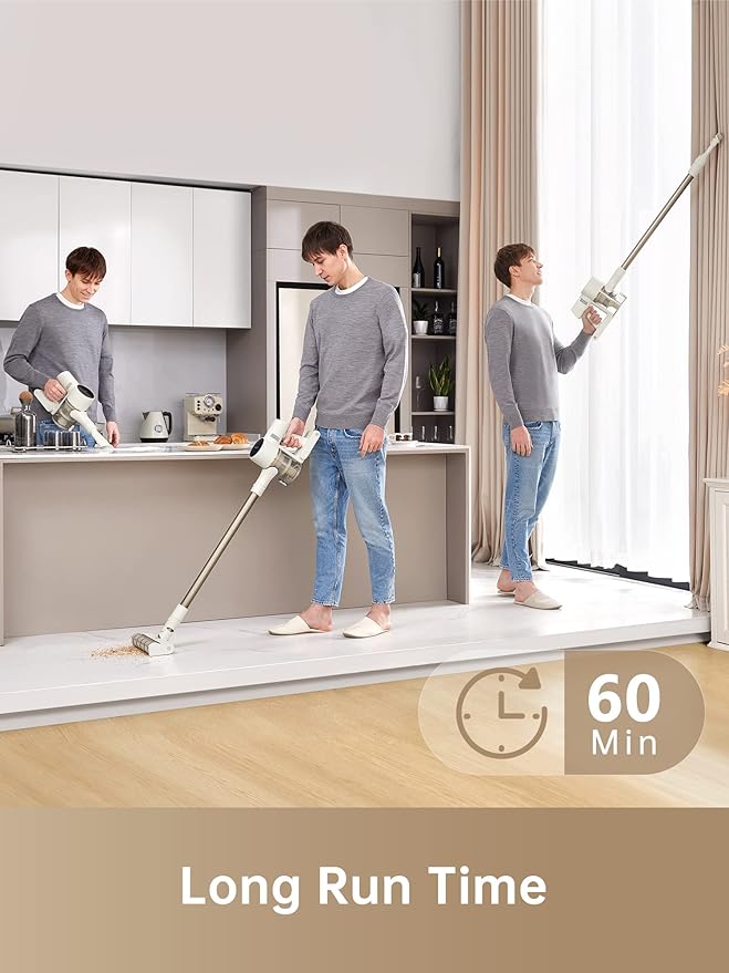 DREAME Cordless Stick Vacuum Cleaner for Home, Powerful 120AW Suction with Anti-Tangle Brush, LED Headlights, Five-Layer Filtration, Up to 60 Mins, Handheld Vacuum Deep Clean Hair, Hard Floor, Carpet