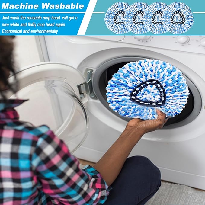 14 Pack Spin Mop Replacement Heads, Only Fit for RinseClean 2-Tank System, 100% Microfiber Spin Mop Refill Head,Spinning Mop Head Replacement for Floor Cleaning