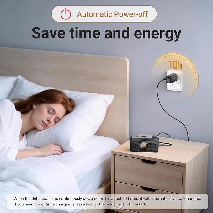 2Pack Auto Power-off Rechargeable Desiccant Dehumidifier with USB-C Cable,Portable Moisture Absorber Dryer Silica Gel Packet for Gun Safe Camera Lens Filter Electronics 3d Printer Filaments Instrument