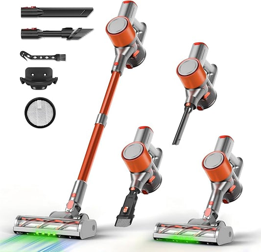 Stick Cordless Vacuum Cleaner - Lightweight Handheld Vacuum with Self Standing, Removable Battery with 45min Running Time, Anti-tangle Wireless Vacuum for Home Pet Hair/Hardwood Floor/Carpet OB