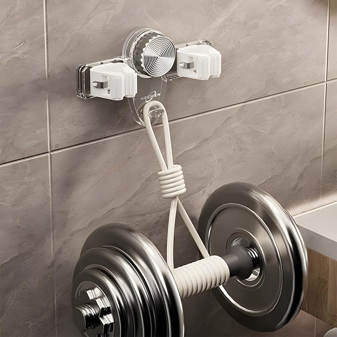Atlodas Broom Holder Mop Hanger, No punching required Broom Hanger Organizer for Bathroom, Kitchen, Office，Utility Room，Laundry Room,Home Garden, Garage Storage and Organization Rack (white)