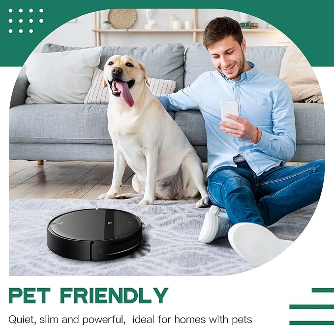 Robot Vacuum for Pet Hair, 2-in-1 Vacuum & Mop Combo with Tangle-Free Suction & Smart 3D Avoidance, App/Wi-Fi/Alexa, Ultra-Slim & Quiet, Self-Charging for Hard Floors and Low-Pile Carpet