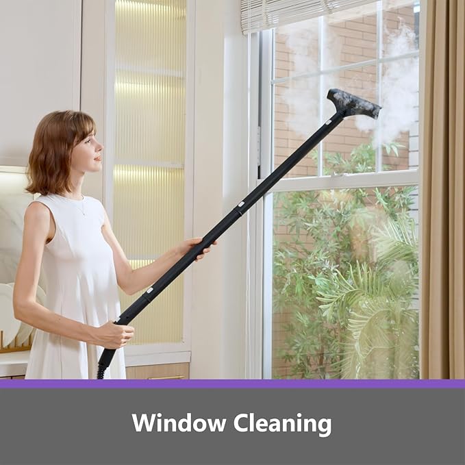 Canister Steam Cleaner: 50-Sec Heat-Up, 0.6 Gal Tank Refill Anytime (Non-Pressurized), 1650W, 60 PSI, 21-Pcs Kit, Dry/Wet Modes, Detachable Hose for Tile Grout Furniture Floor Car Cleaning Gray