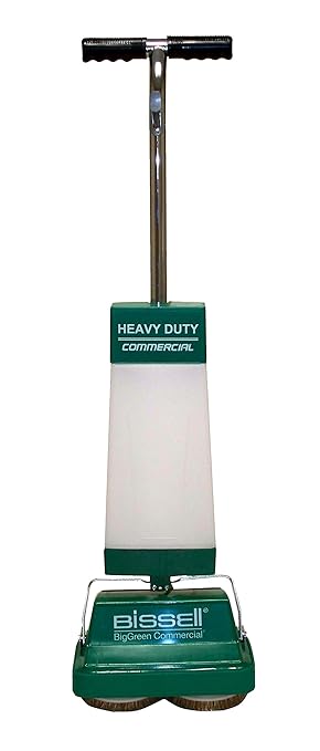 Bissell BigGreen BGFS5000 Portable Two Brush Floor Scrubber & Polisher, Polypropylene, 13"" W x 7"" D x 44"" H, White & Green