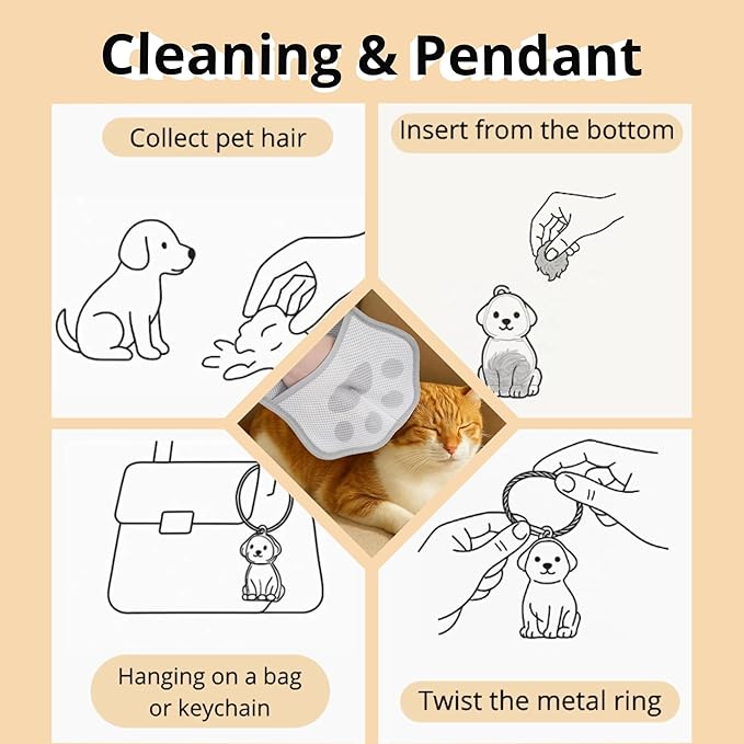 2025 Upgrade Electrostatic Pet Hair Removal Glove, A Reusable Pet Hair Remover Tool for Cats, Dogs, Clothing, Couches, Carpets(Gray Glove, Dog Keychain)