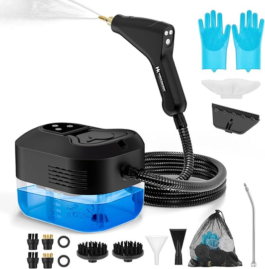 HK Steam Cleaner, 6-Level Adjustable Handle, 1.2L Tank, 15s Heat-Up, 2500W Steamer for Cleaning, Portable Steamer for Cleaning with 16PCS Accessories, Steam Cleaner for Home, Dirt, Grease, Car