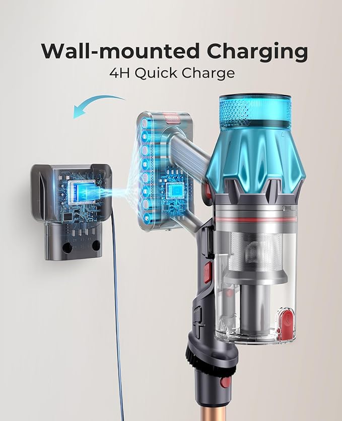Cordless Vacuum Cleaner 650W/55Kpa, Stick Vacuum Cleaners 70 Mins Max Runtime with Charging Dock, Self-Standing Handheld Vacuum with Touch Display, 6-in-1 Vacuum Cleaner for Carpet/Hard Floor/Pet Hair