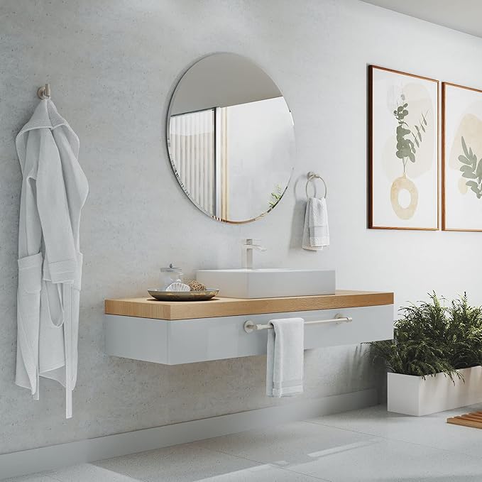 Gatco 4670 Reveal 24" Towel Bar, Satin Nickel | Wall Mounted Towel Holder for Bathroom, Total Length 26.13"