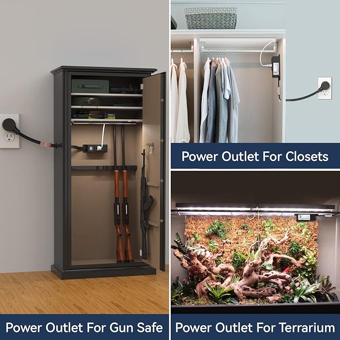 Gun Safe Accessory Electrical Power Outlet Kit, Hidden Outlet Gun Cabinet Accessories with USB, Mountable for Interior Dehumidifiers and Lights (Black, UL Listed)