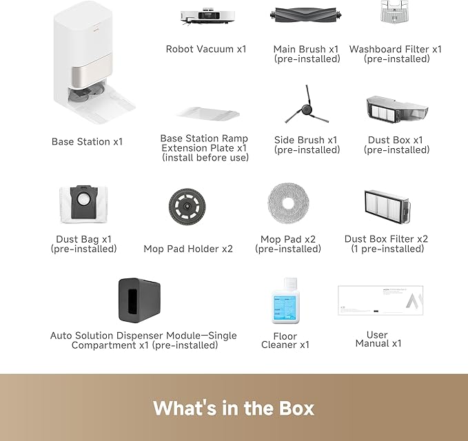 Mova P10 Pro Ultra Gen 2 Robot Vacuum and Mop, 26,000Pa Suaction, 212°F Hot Water Auto Mop Washing, 1-Hour Hot Air Drying, Extenable Mop, All-in-One Dock, Triple Anti-Tangle System for Home