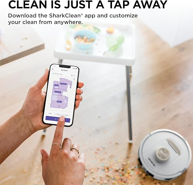 Shark Stratos 2-in-1 Robot Vacuum & Mop with 25+ Hands-Free Features & NeverTouch Self-Cleaning Base, Precision Mapping, Autolift Technology, HEPA Filtration, Edge Detect, White, RV2720ZE