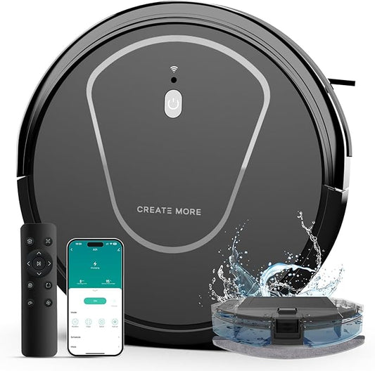Bagotte Robot Vacuum and Mop Combo, 3-in-1 Robotic Vacuum Cleaner, 5000Pa Strong Suction with Auto Recharging,Tangle Free, Timing Function, App/WiFi/Voice/Remote for Hard Floor and Pet Hair