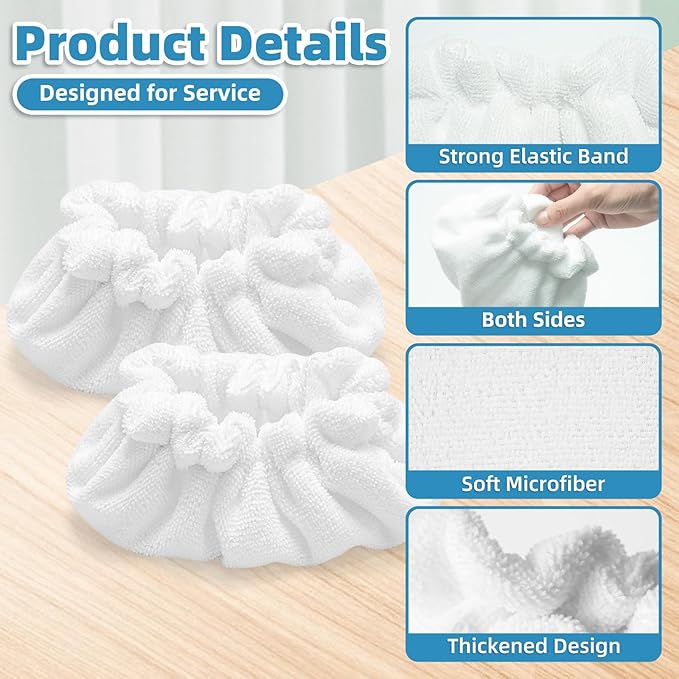LOVECO 6 Pack Large Bonnets (Rectangle) Steam Mop Pads Compatible with Dupray Steam Cleaner & awasky Steam Cleaner, etc, Reusable Washable Steam Cleaner Accessories for Multi-Surface