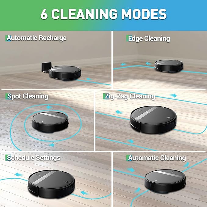 Robot Vacuum and Mop Combo, 2600mAh Long Battery Life,Auto Recharge,2300Pa Strong Suction, Anti-Tangle, Low Noise Operation, Ideal for Pet Hair, Floors, Carpets, and Hair Cleaning