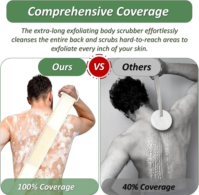 Natural Loofah Exfoliating Body Scrubber for Men and Women, Loofah Sponge Pads & Body Sponges Scrubber, Luffa Sponge to Clean & Relax Your Body Deeply (2 Pack)