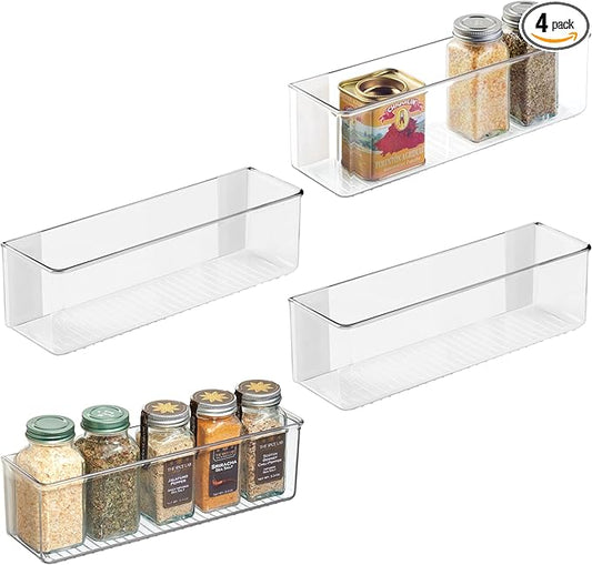 iDesign Adhesive Organizer Bin - Damage-Free Hanging for Kitchen, Bathroom, or Office - Set of 4 - Clear