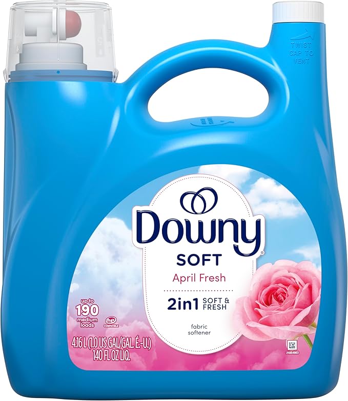 Downy Soft, 2 in 1 Soft and Fresh Liquid Fabric Softener, April Fresh, 140 fl oz, 190 Loads, Fabric Conditioner Liquid provides softness and freshness for fabrics