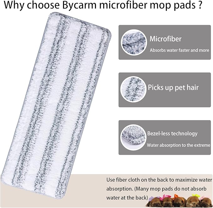 Flat Mop Replacement Pads Compatible with Joymoop, Bosheng Mop Pads , Washable Squeeze Microfiber Mop pad for Floor Cleaning(8 Pack Refill, 13"X 4.9")