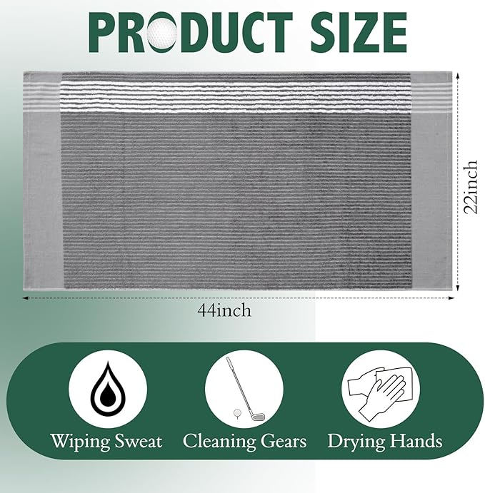 Buryeah Golf Towel 22 x 44 Inch Cotton Golf Caddy Towel Camping Large for Caddies Golfers Tour Players Club with Stripe