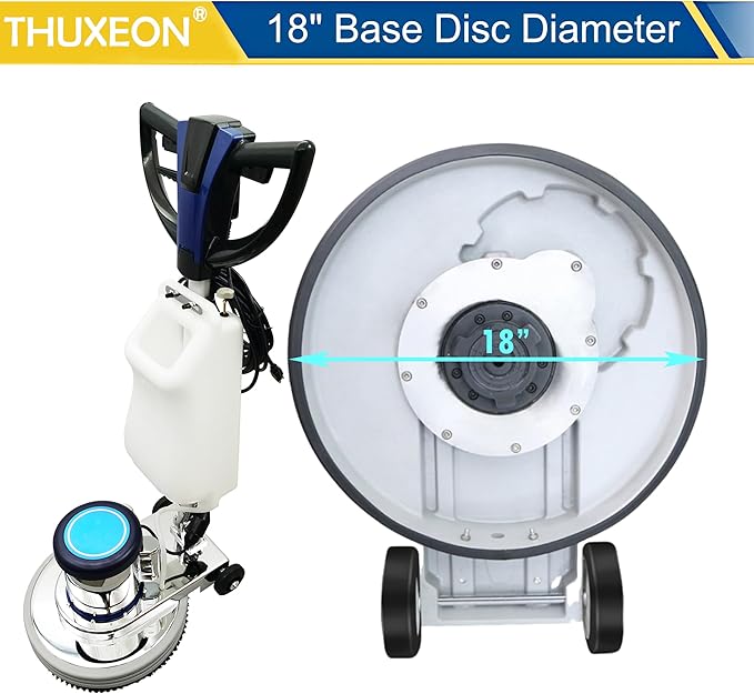 18" Commercial Floor Scrubber Buffer, Heavy Duty Polisher Machine- 1100W Motor, 12L Tank for Hotel Carpet/Tile Cleaning, Butterfly Handle, Low Noise 110V