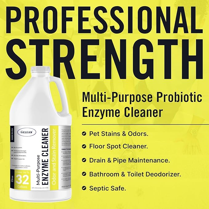 Multi-Purpose Probiotic Enzyme Citrus Cleaner, 64oz - Pet Stain and Odor Remover - Concentrated - Professional & Home Strength Drains, Floors, Bathrooms, Toilets Trash Can, Made in USA