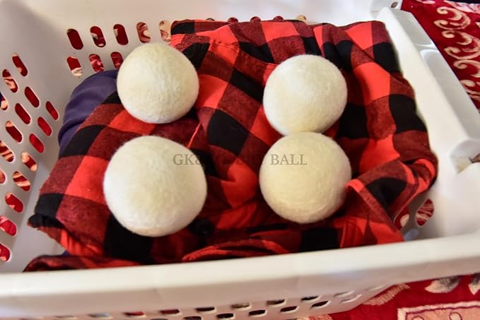 Pack of 3 Wool Laundry Dryer Ball by GK&CO-Reusable Extra Large Premium Natural Fabric Softener, Reduces Clothing Wrinkles, Eco-Friendly~Made of 100% Pure New Zealand Wool~Made in Nepal (3)