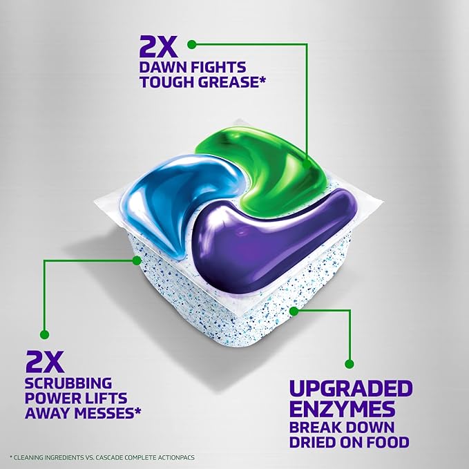 Cascade Platinum Plus Dishwasher Pods, Dish Detergent ActionPacs, Power of Bleach, 21 Count
