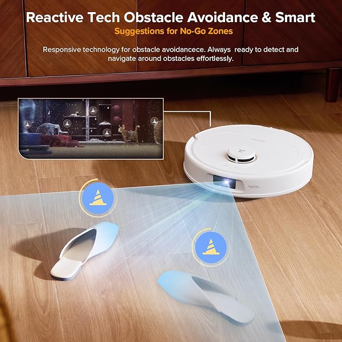 roborock Qrevo S5V Robot Vacuum and Mop, FlexiArm Edge Mopping, 12,000Pa Suction, Dual Zero-Tangle System, Smart Obstacle Avoidance, 10mm Mop Lifting, Auto Mop Washing & Warm Air Drying, White