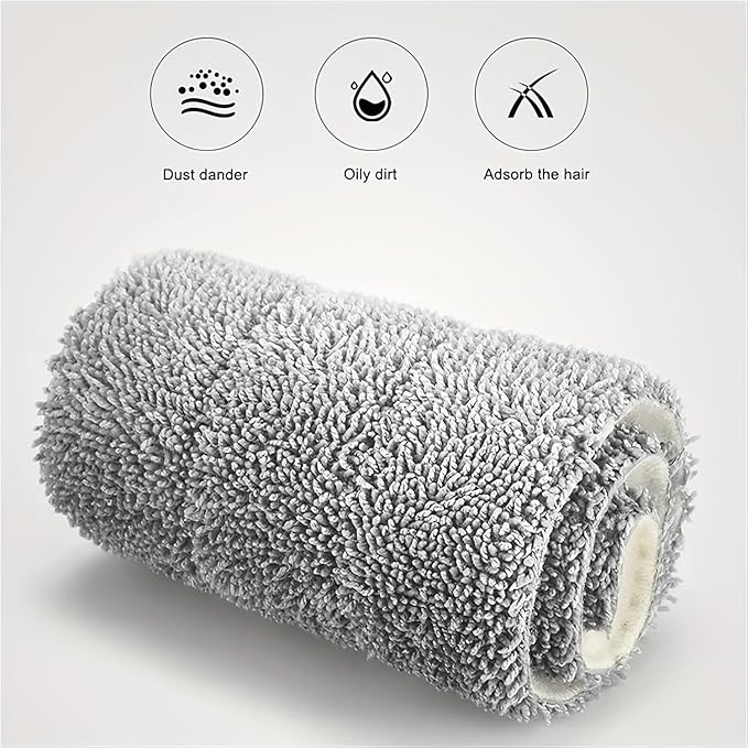 Mop and Bucket Set with Wringer, Flat Mops for Floor Cleaning, Wall Mop Cleaner with Long Handle, Hardwood Floor Mop with 4 Microfiber Pads (Grayish-White)