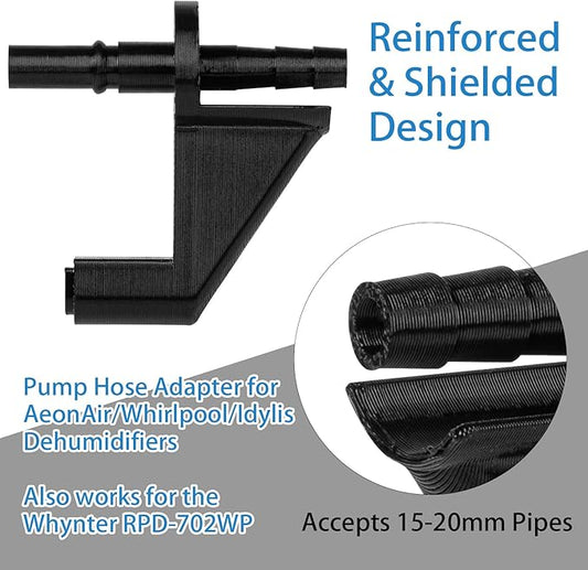Dehumidifier Parts, Upgraded Dehumidifier Drain Adapter, Universal Fit AeonAir/Whirlpool/Idylis/Whynter RPD-702WP Units, Enhanced Drainage Efficiency (Black)