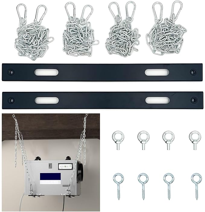Dehumidifier Hanging Kit, Dehumidifier Joist Hanging Kit for Crawl Space and Basement Dehumidifiers, Easy Way to Raise and Lower dehumidifier, Helps reduce noise and vibration of the unit