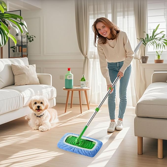 6 Pack Reusable Microfiber Mop Pads Compatible with Swiffer Sweeper, Washable Dry Sweeping Cloths & Wet Mopping Cloths Wet Pads Refill for Floor Cleaning (Mop is Not Included)