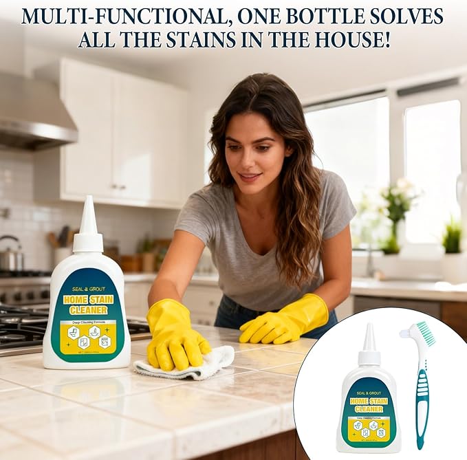 Home Stain Cleaner Gel, Home Remover Gel, Deep Cleaning Gel for Tile Gaps, Washing Machine, Refrigerator Strips, Home Kitchen Sinks, Wall & Shower Stains - 6.76 Fl oz