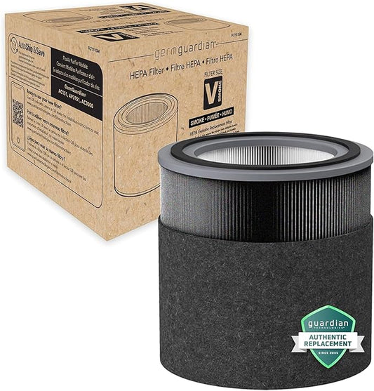 GermGuardian Filter V Smoke Clear HEPA Genuine Air Purifier Replacement Filter, Removes 99.97% of Pollutants, Wildfire Smoke, Toxins and Odors, for AC3000, AC3050, AP3151, AC151, Black/Gray, FLT151SM