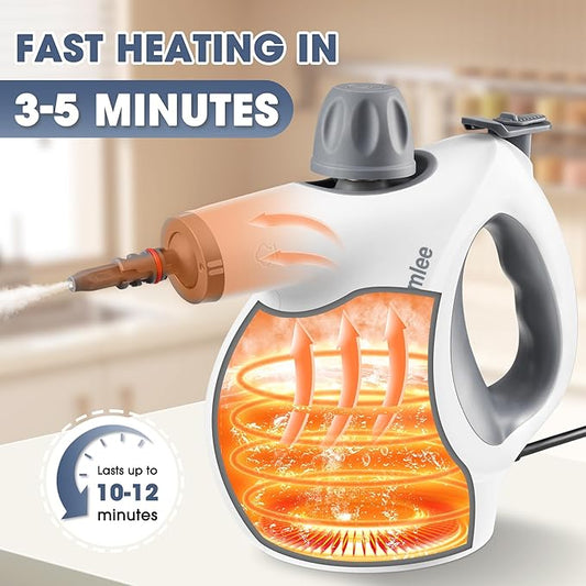 Pressurized Handheld Steam Cleaner with 14 pcs Accessories 15.2OZ Multi-Purpose Portable Steamer for Cleaning, Multi-Surface Steamer for Home, Floor, Grout