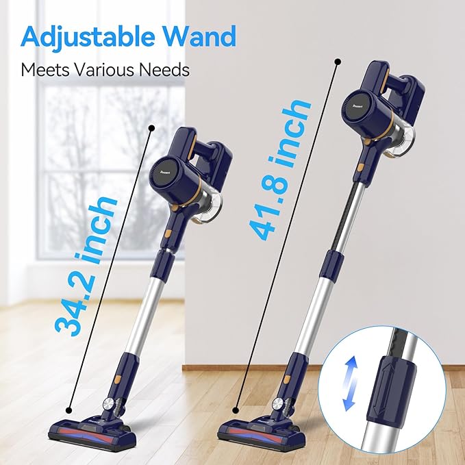 N7S Cordless Vacuum Cleaner, 6-in-1 Multifunction Cordless Vacuum, 210W Powerful Vacuum Cleaner, 6 Cell 2200mAh Stick Vacuum Cordless Rechargeable for Home (Indigo)