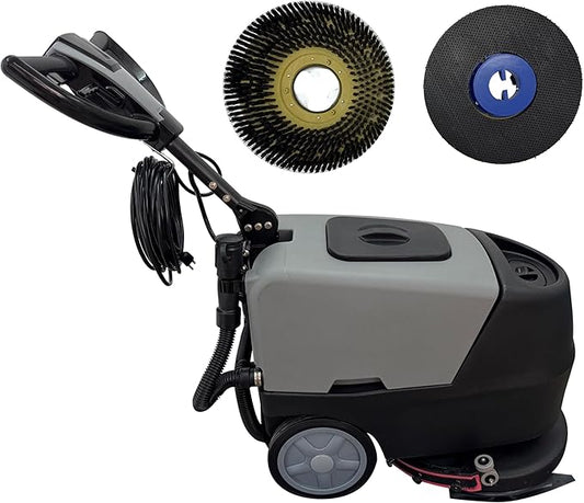 INTSUPERMAI Industrial Floor Scrubber Commercial Auto Floor Scrubber Machine 17" Brush - 173RPM Auto Scrubbing Machine with Dual 25L Water Tanks | 18m Cord for Concrete/Tile/Carpet Cleaning 110V