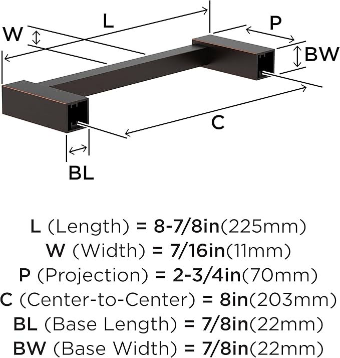 Amerock Monument Oil-Rubbed Bronze 8 inch (203mm) Towel Bar, BH36085ORB