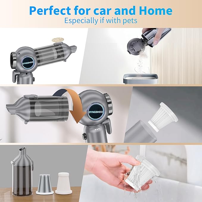 Handheld Car Vacuum Portable Cordless（Equipped with a one-touch window breaker and seatbelt cutter)25000Pa High-Power Suction Hand held Vacuum Cleaner & Air Duster for Car Cleaning, Home, Pet Hair