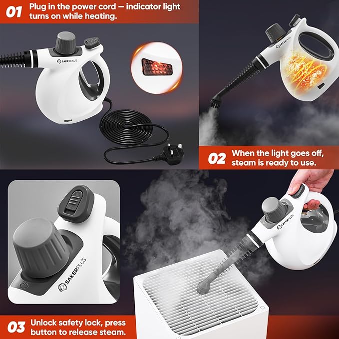 Steam Disinfection Cleaner, Handheld Pressurized Natural Steam Cleaner with 9 PCS Accessories, Portable Multi-Surface Steamer for Cleaning Home Kitchen Floor, Upholstery, Tile Grout & Car