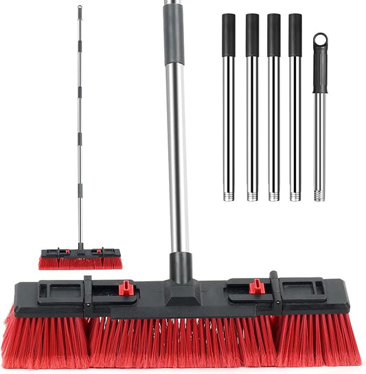 Outdoor & Commercial Heavy-Duty Push Broom with 70" Adjustable Handle – Ideal for Industrial Use Heavy Duty Durable for Garage Driveway and Sidewalk Cleaning
