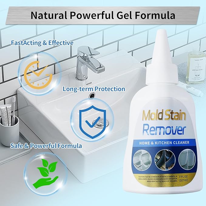 Home Stain Cleaner, 7 fl oz Mold Stain Cleaner Gel for Washing Machine, Home Stain Cleaning Gel for Fridge, Tile, Grout, Sink, Shower, Caulk, and Front Loader Seal