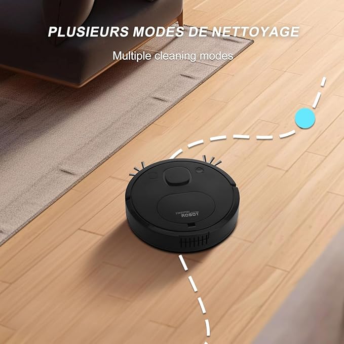 Robotic Vacuum Cleaner, Robot Vacuum and Mop,Advanced Obstacle Avoidance,Slim aspiradora Robotic Vacuum Cleaner Design, Tangle-Free Suction,Ideal for Hard Floor,Carpet,Pet Hair,One Click Start.