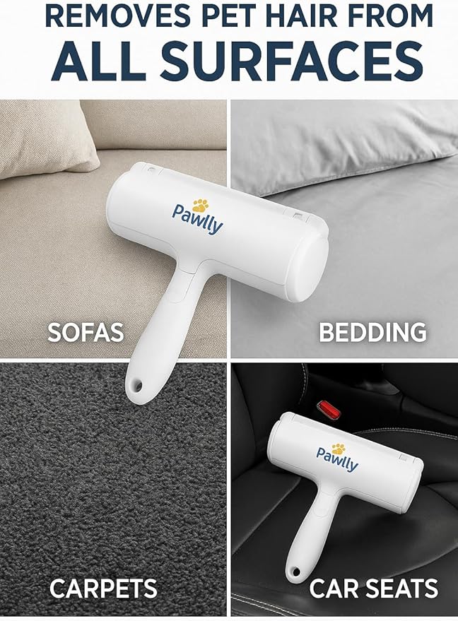 Pet Hair Remover Roller – Reusable Lint Roller for Dog & Cat Hair on Furniture, Couch, Carpet, Car & Bedding – Self-Cleaning Fur Remover, No Sticky Refills